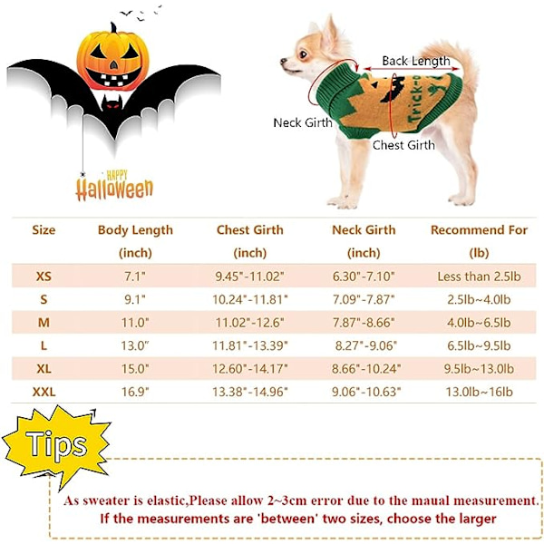 Kæledyr Hvalp Hund Halloween Sweater Kat Græskar Strik Tøj Kostume