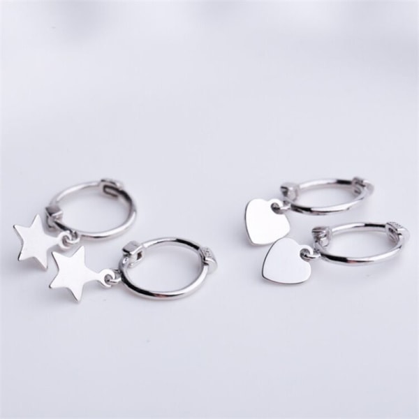 Sterling Silver Mini Dangle örhängen med små stjärnor för kvinnor