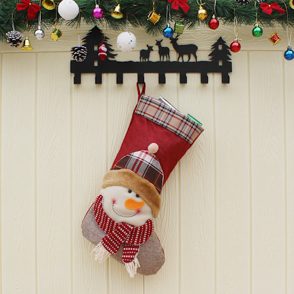 Snögubbe Julstrumpor 3-pack 18\" 3D Plysch Söta Jultomten Sn