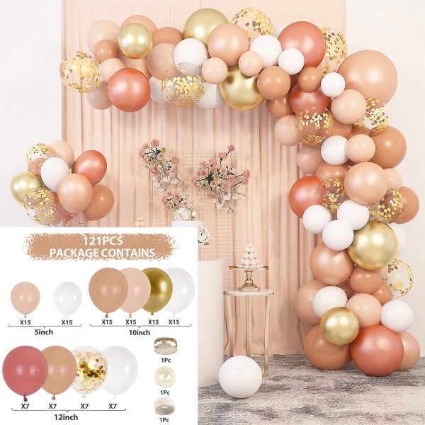 Blush Ballonger Girlang Båge Kit 12\" 10\" 5\" Peach Rose Guld Paste