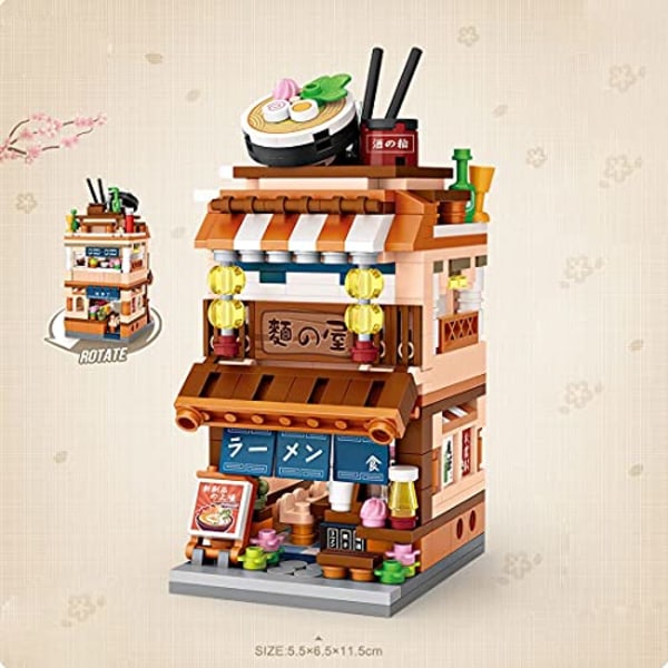 Japansk Gadeudsigt Ramen Shop, Mini Byggeklodser Sæt, 412 stk. Mini Byggeklodser Model Mini Shop Klodser Sæt