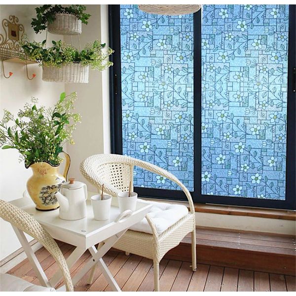 Färgat fönsterfilm i glas med färgglatt blommönster