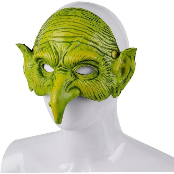 Gammal kvinna häxmask häxa vuxen skräck demon huvudbonad mask hall