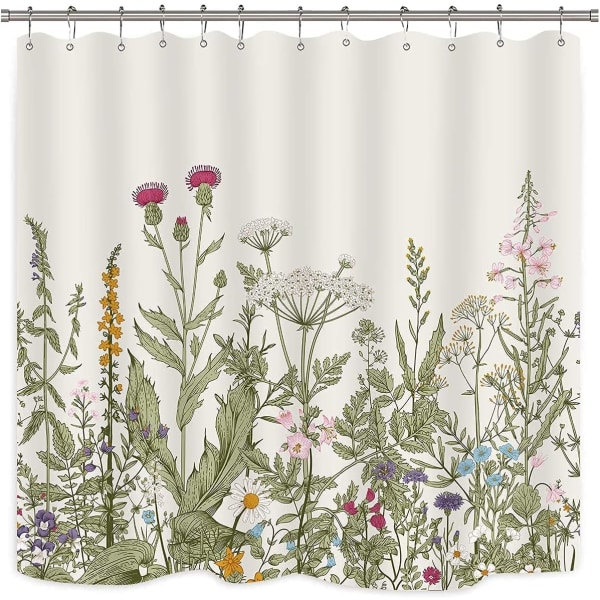 Vildbloms botanisk duschdraperi för badrumsdekor 70,8 W x