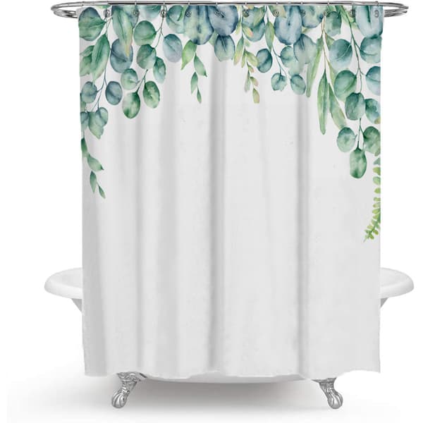 Handmålad löv duschdraperi, med 12 plast krokar 200*230cm