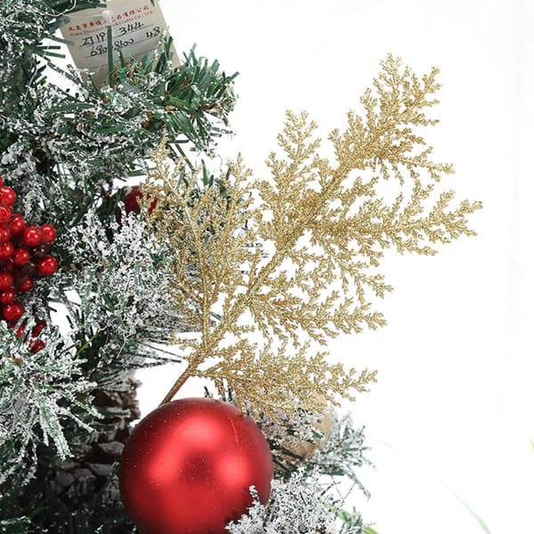 10 Pakke Glitrende Kunstige Juleblader, DIY Juletr