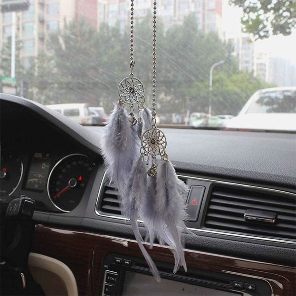 Car Rearview Mirror Hanging Pendant, Feather Dream Catcher, Crys