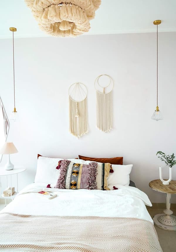 Sæt med 2 Macrame vævede Boho vægdekorationer Bohemian Chic Dekoration