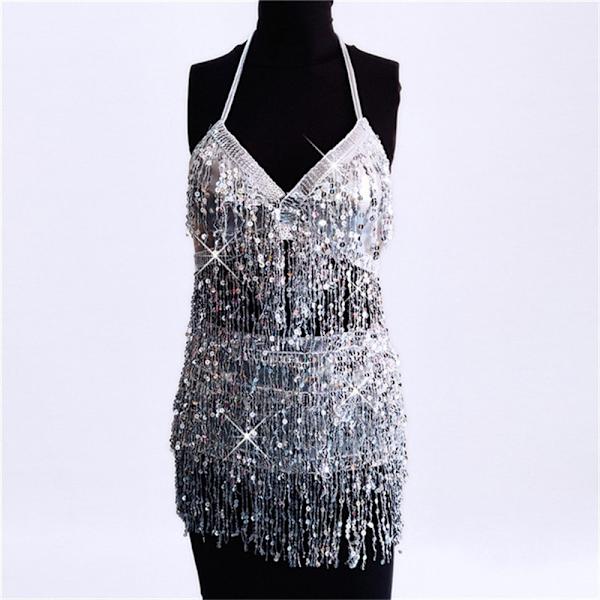 Rabat Dans Fringe Nederdel BH Top Boho Pailletter Kvast Hofte Skør