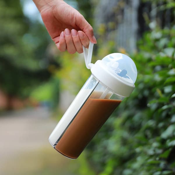 Dubbel separat kopp plast läckagesäker par dubbel sugrör kopp d