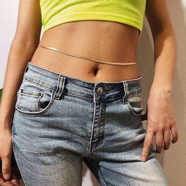 Sexy midje- og magekjeder skinnende bikinikroppskjeder flat slangekropp