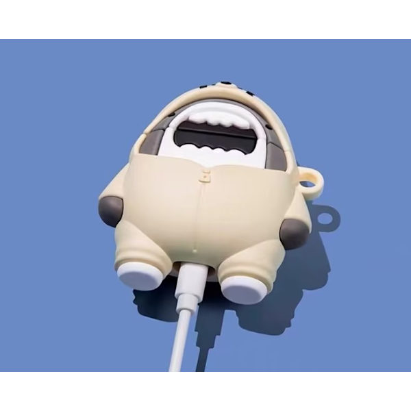 3D tecknad djur haj silikonfodral för AirPods 1/2 stöttålig