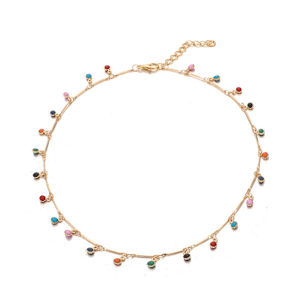 Färgglada godisbollar hänge choker halsband nyckelben kedja kvinnor
