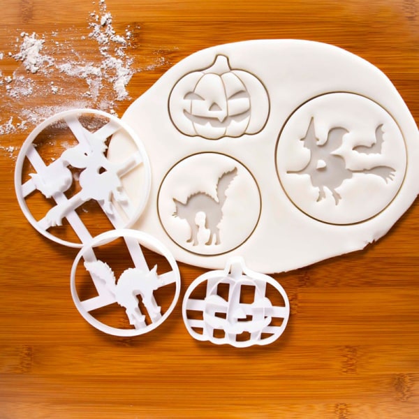 3 Pieces Plastic Halloween Cookie Maker White Baking Tool Pumpki