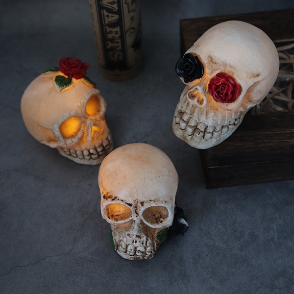 Halloween Kranie Lys Spøgelsesfestival Harpiks Kranie Ornament LED E