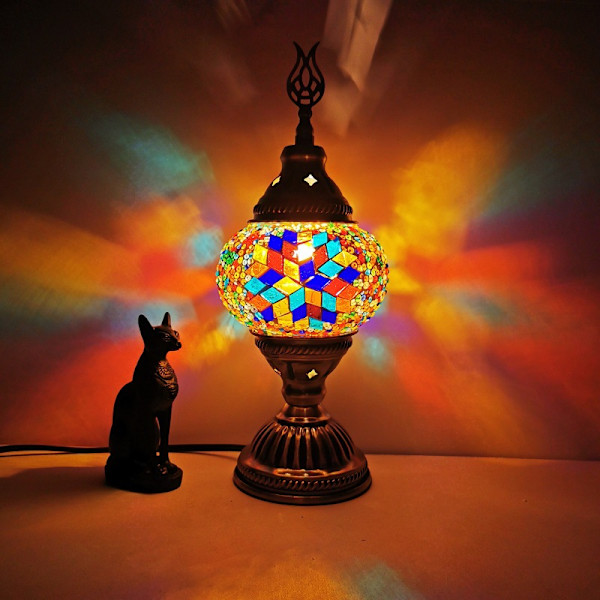 Turkiet Marocko Retro Romantisk Liten Bordlampa Sovrum Studie Café Restaurang Hotell Hemvist Dekorativ Lampa (Färg)
