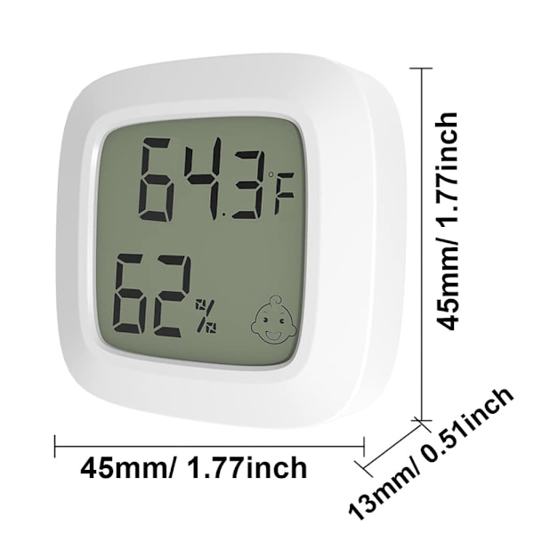 2-pak Mini Innendørs Digital Hygrometer Termometer, LCD-skjerm