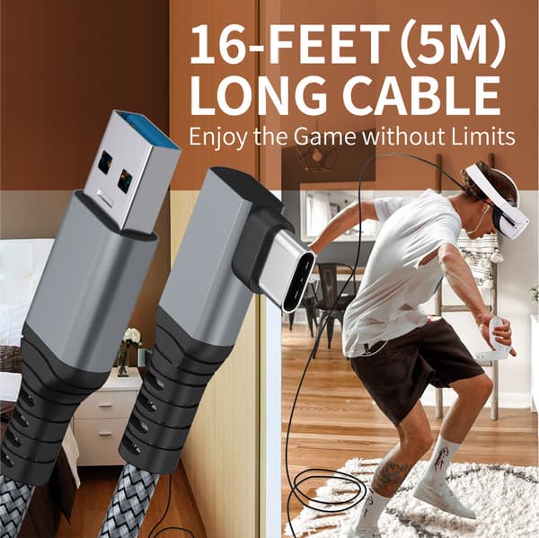 Kabel (2-pack 9,8 fot) Snabbladdning Vinkel USB Typ C-kabel,