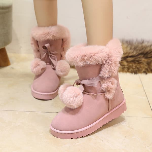Damskor med vaddering, mid-calf, snöboots - Rosa 37