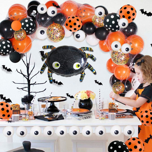 119 stk. Halloween ballonbue guirlande sæt, orange sort konfetti