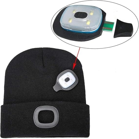 USB-laddningsbar LED-mössa, 4 LED-lampor för handsfree-belysning