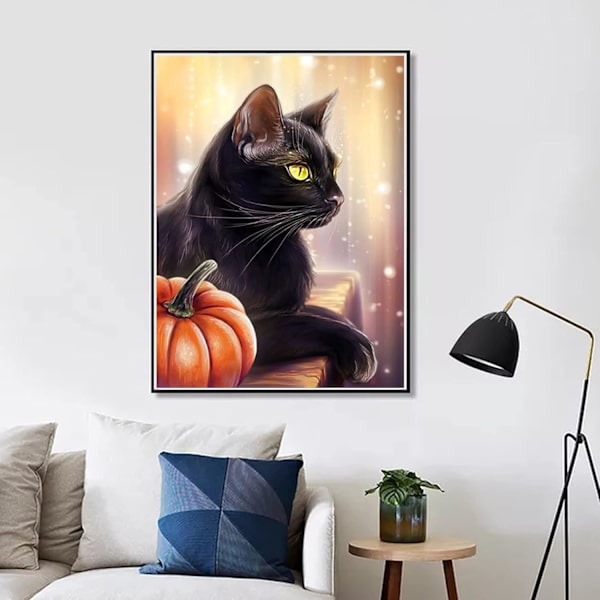 Svart katt diamantmålning set,D svart katt diamantmålning set,