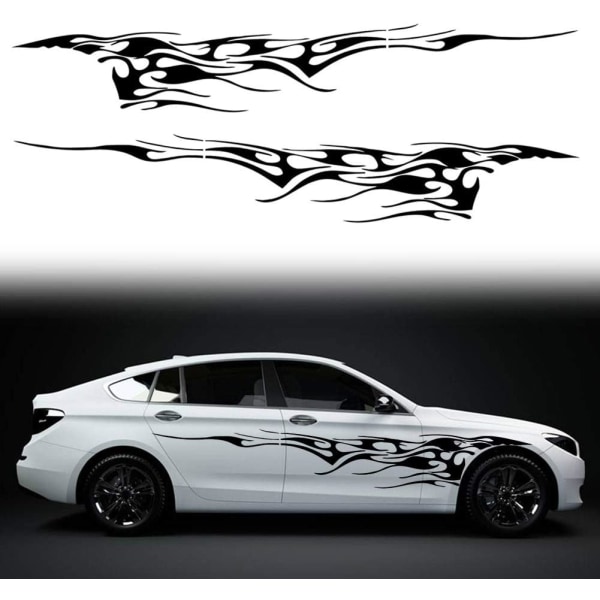 2 stk. 103'' Universal Flame Graphics Bil Auto Karosseri Side Sticker black