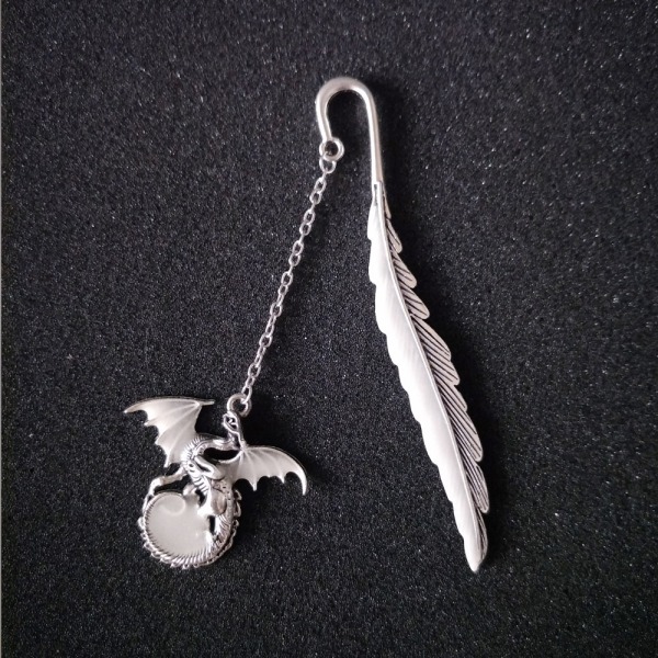 Vintage skinnende metal pterodactyl bogmærke, vintage fjer metal