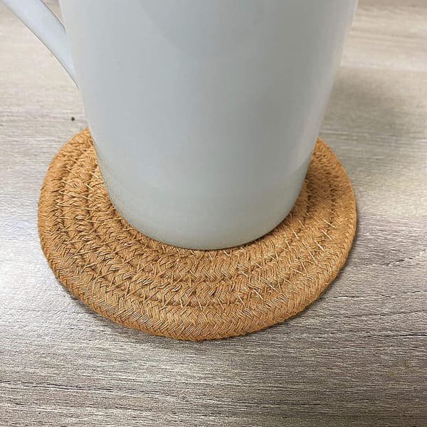 ABenkle Dryck Underlägg Set om 6, Elegant Handvävda Flätade Underlägg