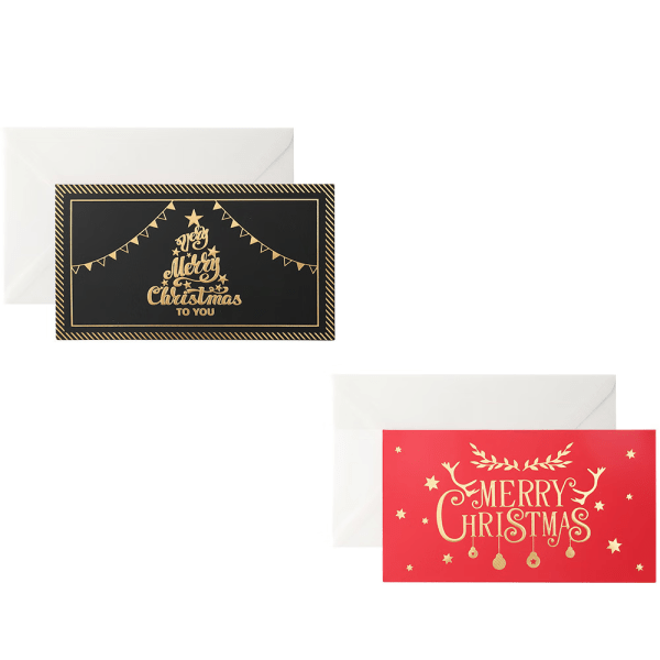 2 pcs Christmas Card Embossed Greeting Card Stamped Greeting Car