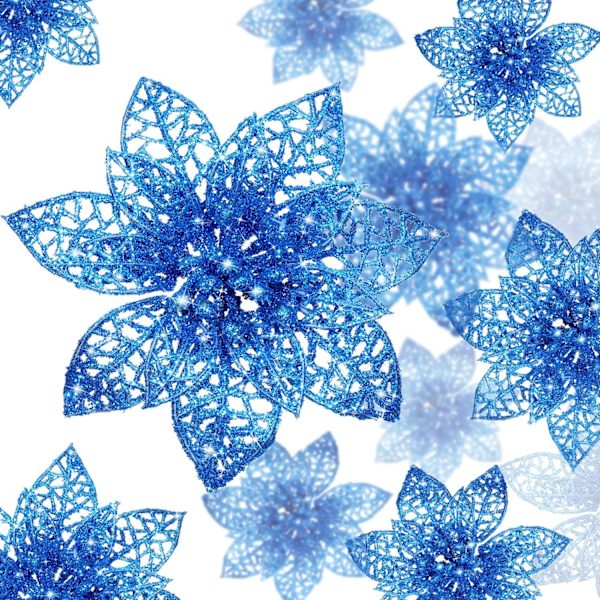 24 st glitter julstjärna julgransprydnad jul F