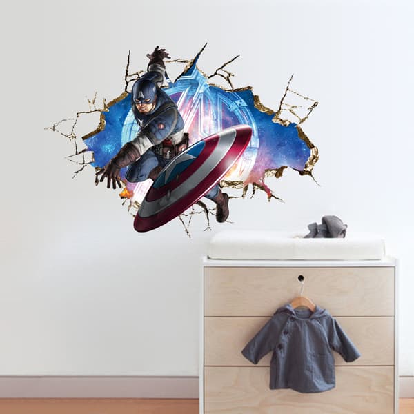 3d Captain America Rikkoutunut Seinätarra Taustan Seinätarrat