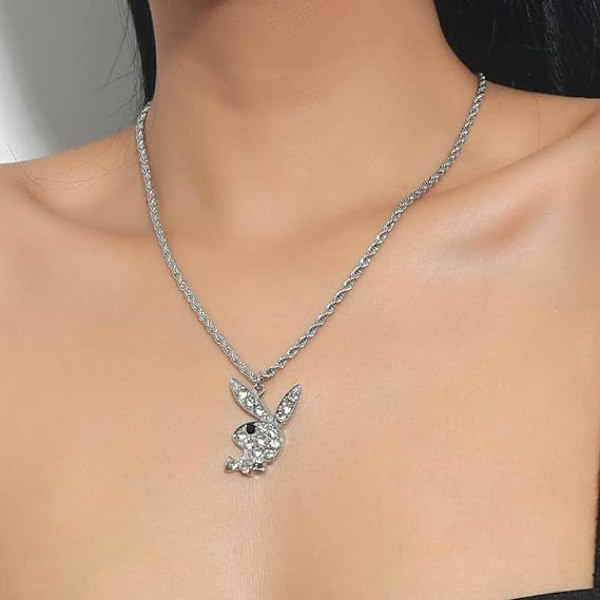 Stort kaninhalsband Kaninhänge Choker Halsband Statement Lång