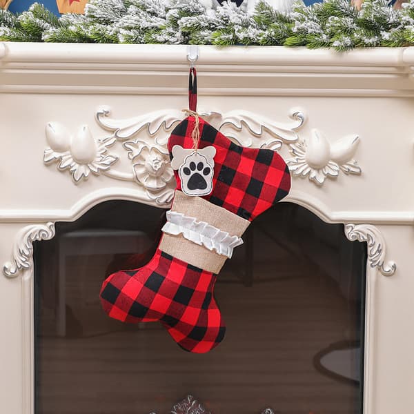 Juledekorasjoner Bone Plaid Lin Stocking Jule Strømpe