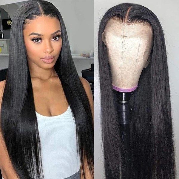 30inch 13x4 HD Lace Front Human Hair Wigs Pre Plucked Straight L