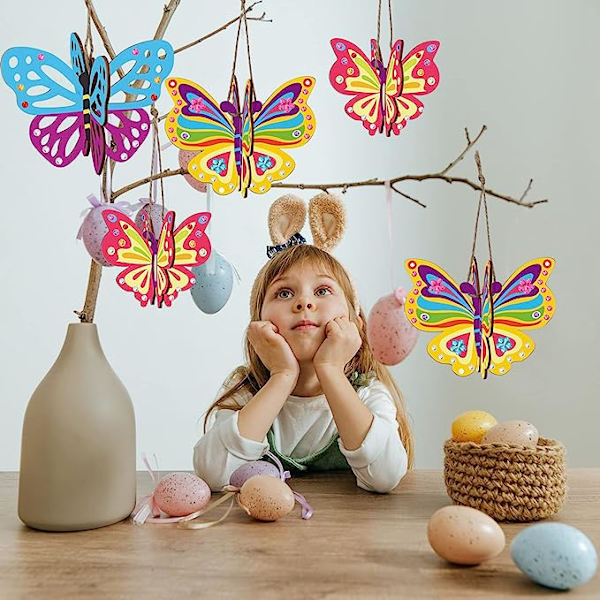 10 DIY træ 3D sommerfugle kits - Børns kunst og håndværk