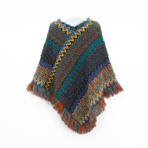 Ponchos för Kvinnor, Damponchos och Sjal Winter Retro Snygg Poncho Sjal för Kvinnor - marinblå
