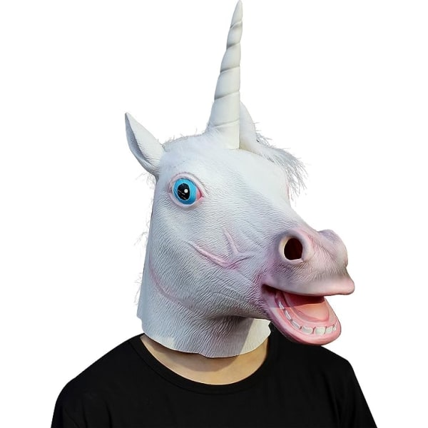 Halloween Kostym Latex Djurhuvud Mask Enhörningsmask