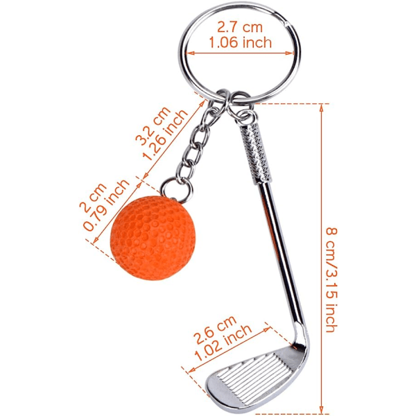 9 st Fashionable Metal Golf Nyckelring Golf Nyckelringar, Mini Golf