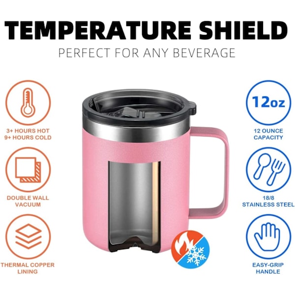 360ML rustfritt stål isolert kaffekopp med håndtak - Hvit