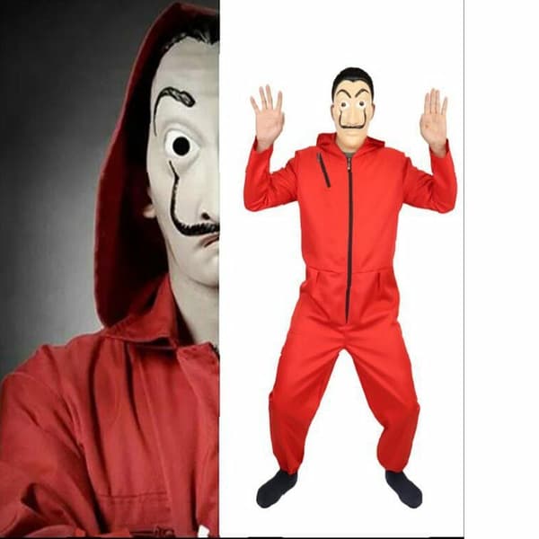 Papirpenge hus rollespil kostume Dali rød maske heldragt