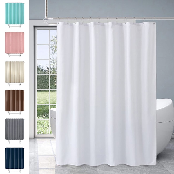 Duschdraperi i polyester 180 x 200 cm Vit