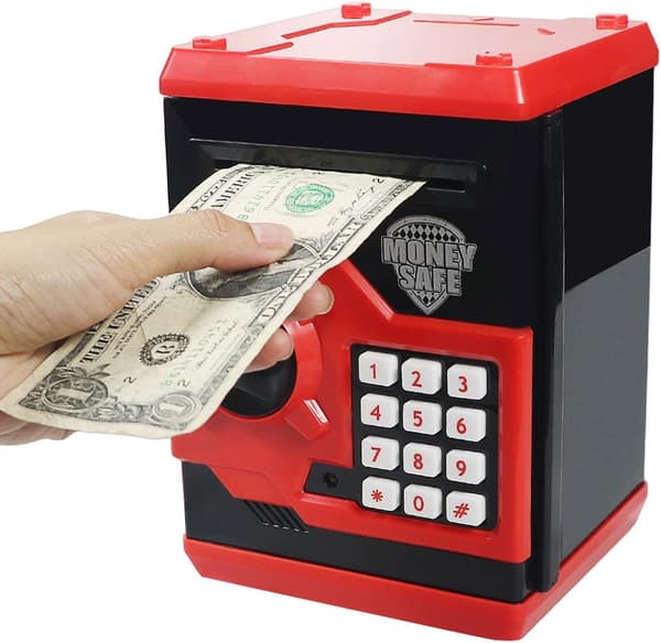Elektronisk sparegris med automatisk penge-scroll, Mini ATM-boks