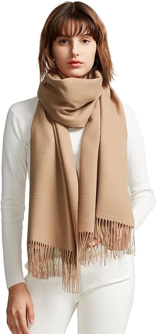 Uld Halstørklæde Kvinder Vinter Cashmere Solid Vandkrusning Alsidig Sh