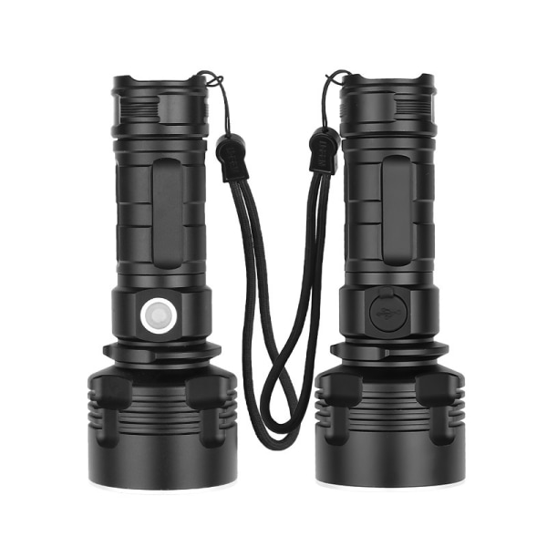 P70 starkt ljus ficklampa USB uppladdningsbar fast fokus utomhus