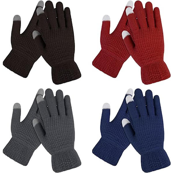 4 par kvinders vinter touch screen handsker varme strikkede sms-handsker