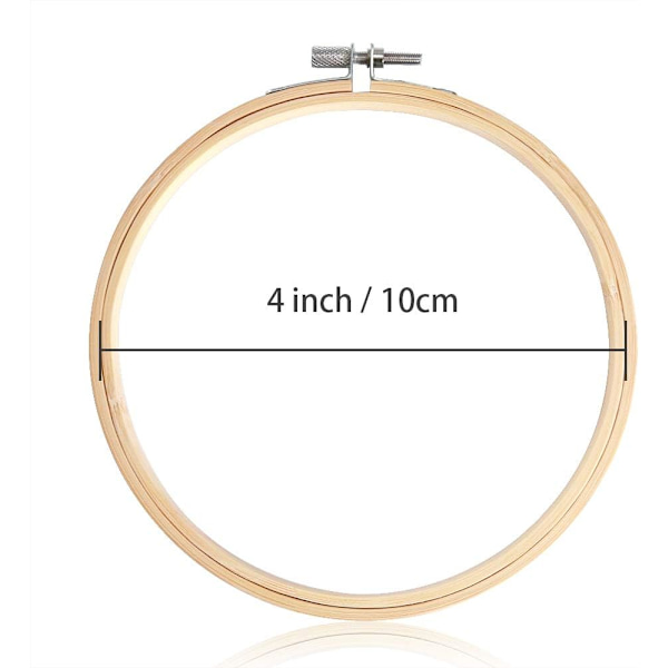 6-pack 10 cm broderiram i bambu, runda träkorsstygnsbroderier