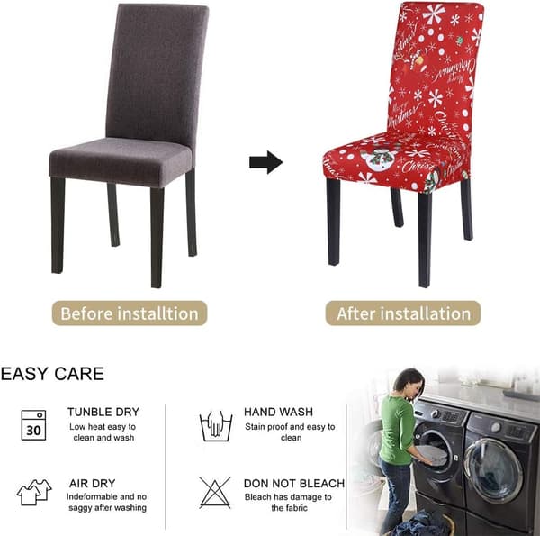 Julstolsöverdrag Set om 4, Stretchiga Julmatstolar