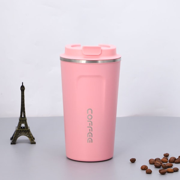 Spill proof stainless steel vacuum coffee insulated mug -pink