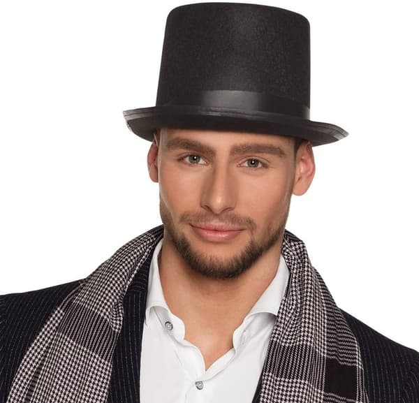Colin hat, sort hat i sort, tilbehør til galla, karnevalsfest